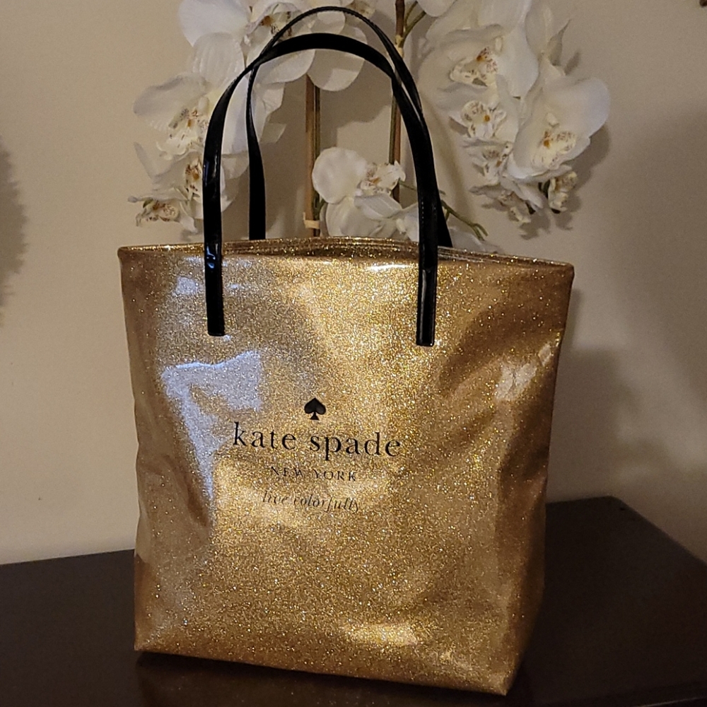 Kate spade ♠️ glitter gold tote bag !🥰😚💃